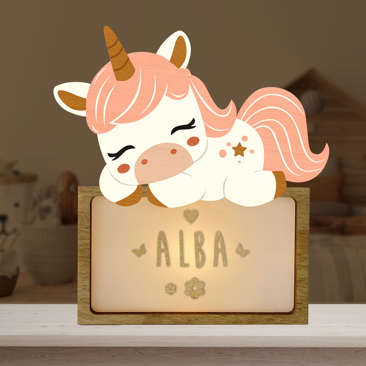 Tischlampe schlafendes Einhorn