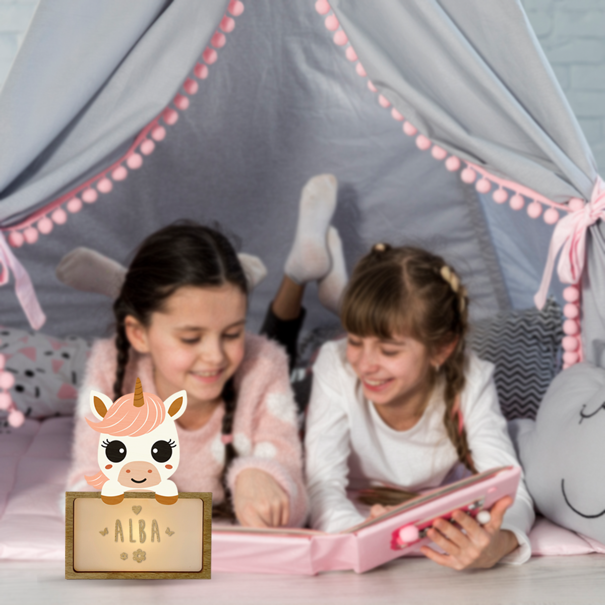 Tischlampe schlafendes Einhorn
